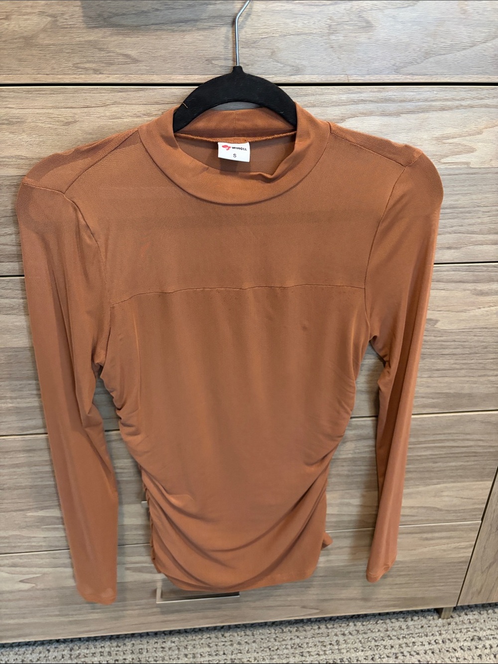 Women's Long Sleeve Mock Neck Top - Rust